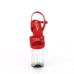 Босоніжки різнокольоровою платформою та червоним верхом