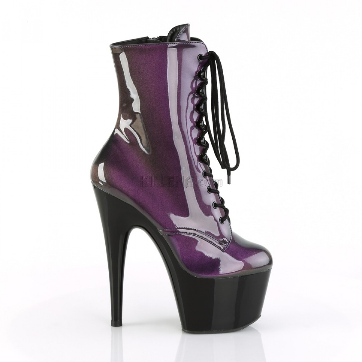 Лакові черевики-двійки з чорно-фіолетовим верхом