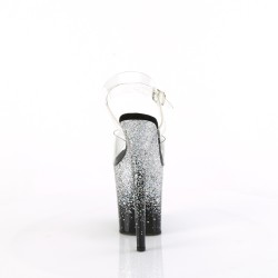 Чорні босоніжки з платформою покритою срібними блискітками омбре