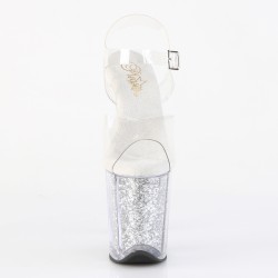 Босоніжки-стрип прикрашені сріблястим гліттером у платформі