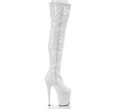 Лакові білі ботфорти Pleaser