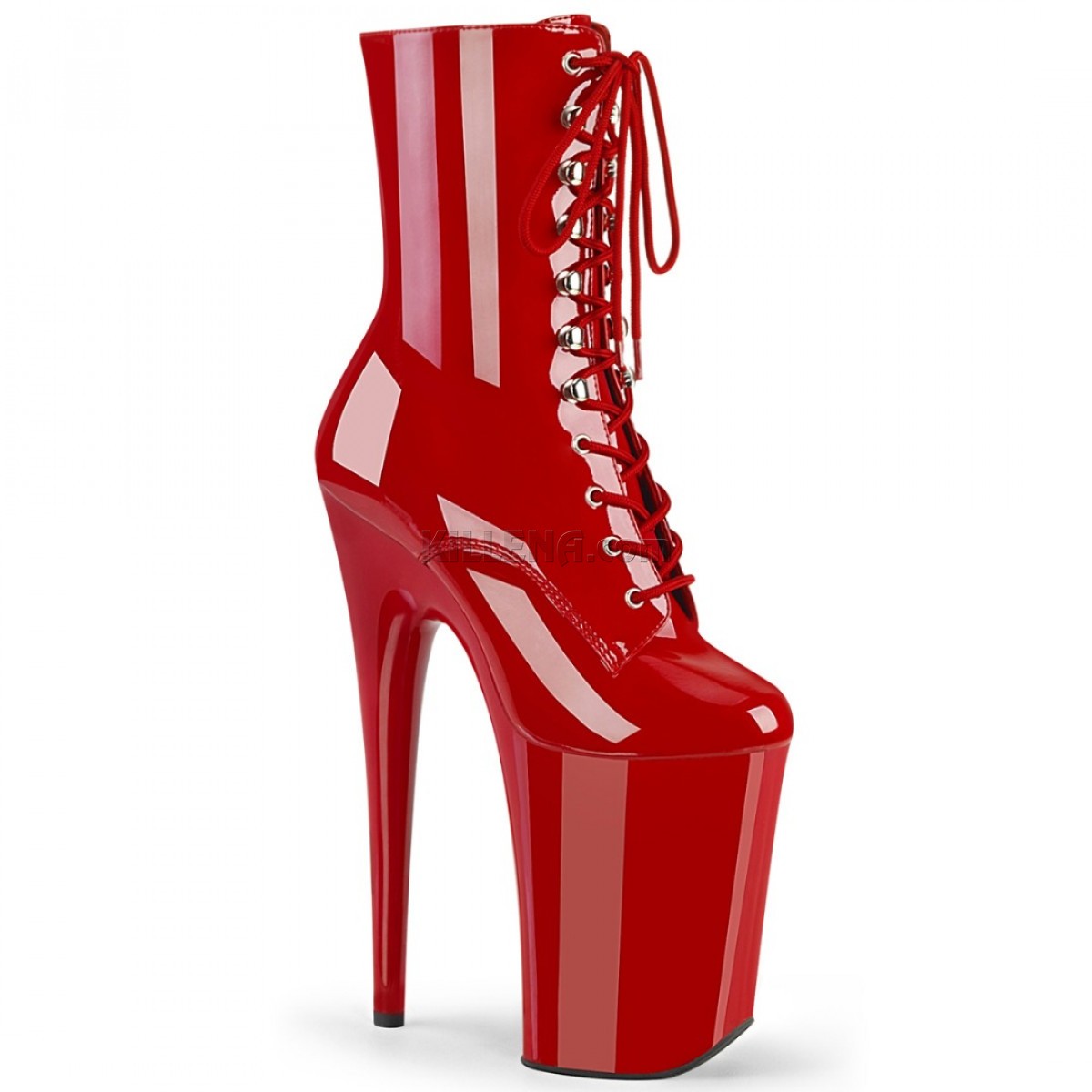 Лакові високі стрип черевики червоного кольору