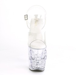 Прозорі босоніжки з черепом на платформі