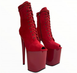 Красные ботиночки для exotic из эко замши  с узким вырезом под пальцы