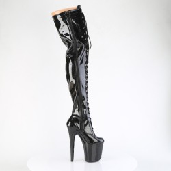 Ботфорти з глітерного лаку з передньою шнурівкою