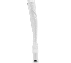 Лакові білі ботфорти Pleaser