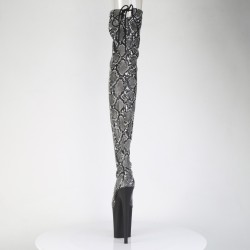 Ботфорти Pleaser із зміїним принтом та шнуровкою позаду