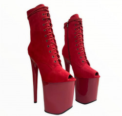 Червоні черевики для exotic із еко замші з вузьким вирізом під пальці