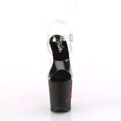 Чорні босоніжки з червоною  аплікацією із страз