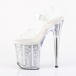 Босоніжки-стрип прикрашені сріблястим гліттером у платформі