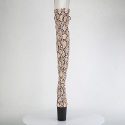 Ботфорти  із зміїним принтом та шнуровкою позаду