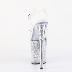 Босоніжки-стрип прикрашені сріблястим гліттером у платформі