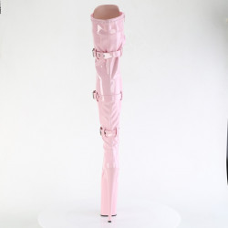 Ніжно-рожеві ботфорти з трьома ременями та передньою шнурівкою