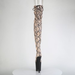 Ботфорти  із зміїним принтом та шнуровкою позаду