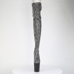 Ботфорти Pleaser із зміїним принтом та шнуровкою позаду