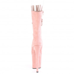Высокие нежно-розовые ботиночки с открытым носком