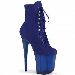 Замшевые синие стрип-ботиночки с тонированной практичной платформой