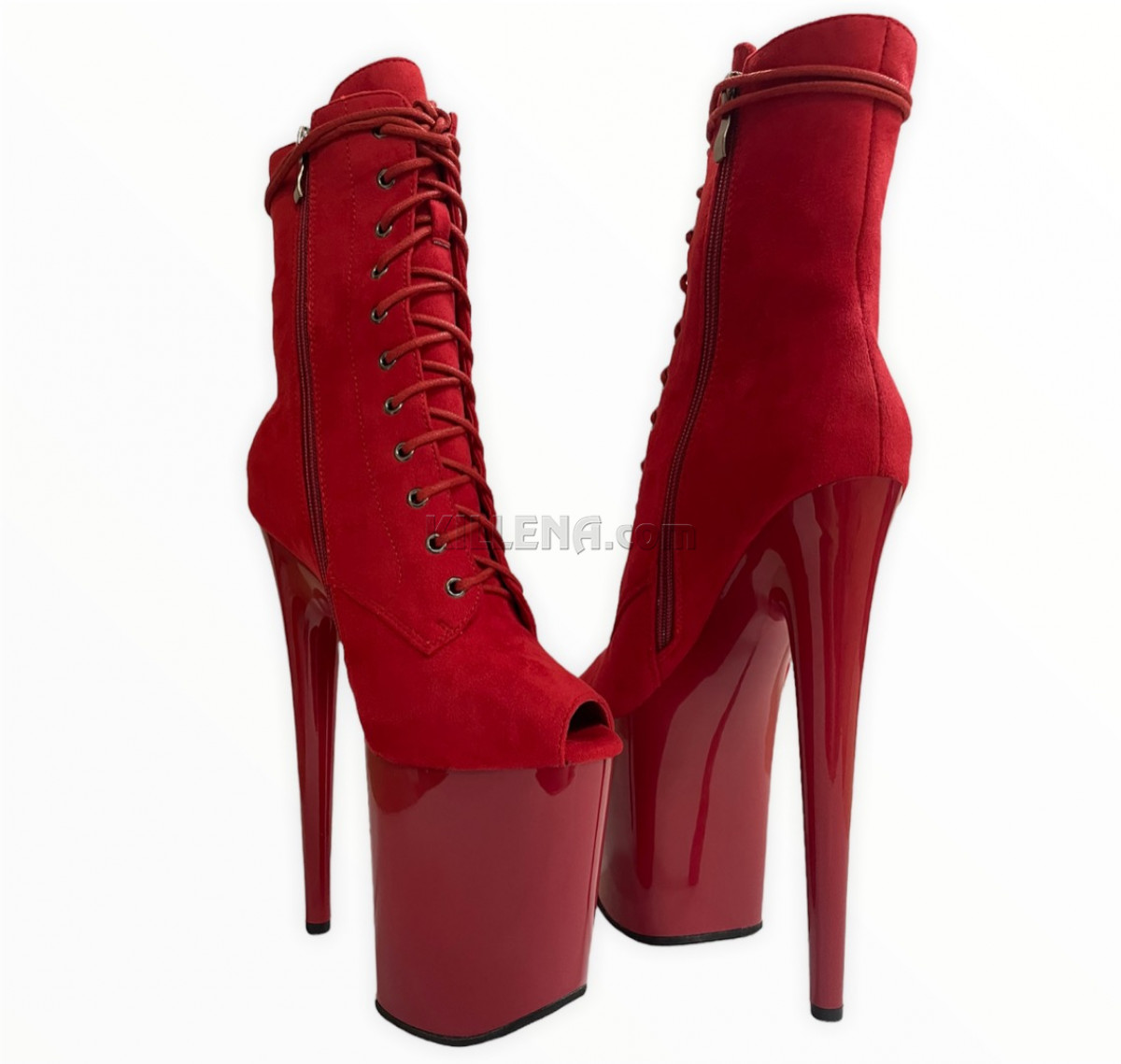 Червоні черевики для exotic із еко замші з вузьким вирізом під пальці