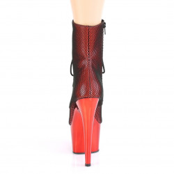 Хромовані червоні черевики-двійки, голограмний верх із принтом із сіточки